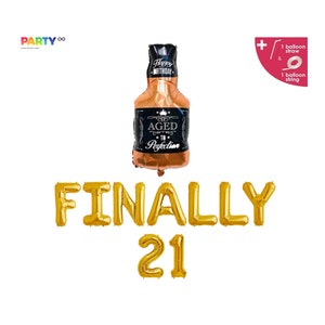 21st Birthday Balloon Decoration Finally 21 Birthday Party Decoration Balloon 21st Birthday Captions Finally 21 Balloon Banner Phrase+Whiskey