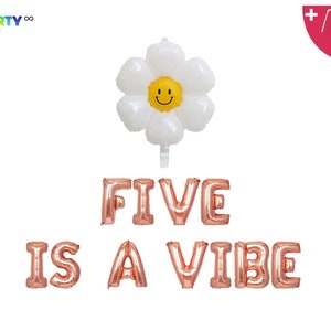 Five is a Vibe with Daisy Banner  | 5th Birthday Party Boy Girl Decorations | HI FIVE Birthday Balloons | Fifth Birthday Balloon Bouquet