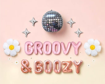 Groovy & Boozy Balloon Kit: Dazed and Engaged Last Disco 60s 70s Bachelorette Party Decor