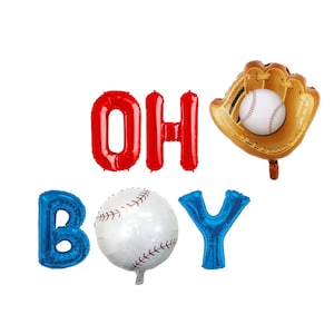 Oh Boy Baseball Baby Shower Balloon Banner | Baseball MLB theme Balloon Baby Shower Balloon Decorations | MLB Baseball Baby Shower