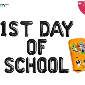 1ST Day of School Banner with Crayon Box balloon | Welcome Back Balloon Banner | Welcome Back To School Balloons  | First Day of School Sign
