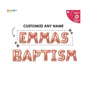 Custom Baptism Balloon Decoration | God Bless Balloon Banner | First Communion Decor | Christening Balloon