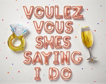 Voulez Vous Shes Saying I DO バルーン バナー: バチェロレッテ パーティー デコレーション