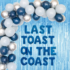 Last Toast on the Coast Bridal Shower Decorations Garland Set | Blue Foil Fringe | Toast on the Coast Bachelorette Party Decorations