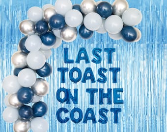 Last Toast on the Coast Bridal Shower Decorations Garland Set | Blue Foil Fringe | Toast on the Coast Bachelorette Party Decorations