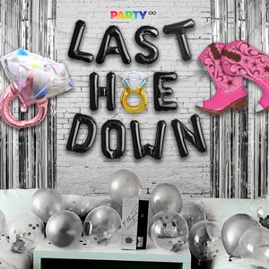Last Hoe Down Balloon Banner | CowBoy Western Theme Bachelorette Party Decorations Party Decoration Balloon | Bridal Shower