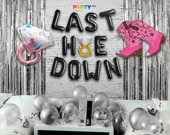 Last Hoe Down Balloon Banner | CowBoy Western Theme Bachelorette Party Decorations Party Decoration Balloon | Bridal Shower