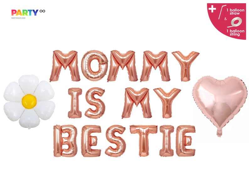 Mommy is My Bestie Banner Happy Mothers Day Decorations Mom I love you Sign mothers day gift from daughter image 1