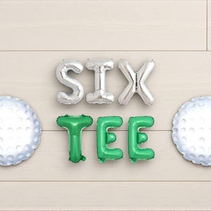 Golf 60th Birthday Balloons: Six Tee Banner Golf Ball Theme