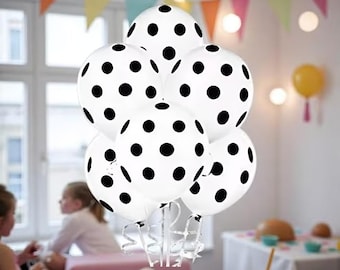 White and Black Polka Dot Balloons: Party Decoration Balloon Bouquet