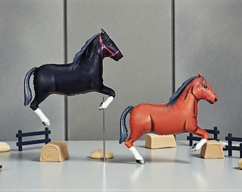 Non-Floating Black Brown Horse Balloon: Kentucky Derby Party Decor Run For Roses Theme