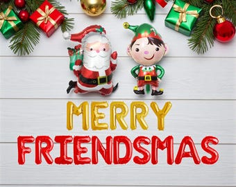 Christmas Party Decorations Merry Friendsmas Balloon Banner Santa Elf Balloons