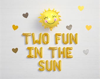 Pancarta de globos "Dos divertidos bajo el sol": Decoraciones para el segundo cumpleaños