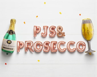 PJs & Prosecco Balloons: Bachelorette Party Banner