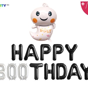Happy Boothday Banner Balloon |   Halloween Themed 1st Birthday Banner Decorations | Little Boo Birthday | Kids Birthday