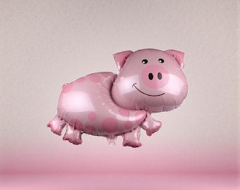 Pink Pig Foil Balloon: Farm Animal Barnyard Party Decor