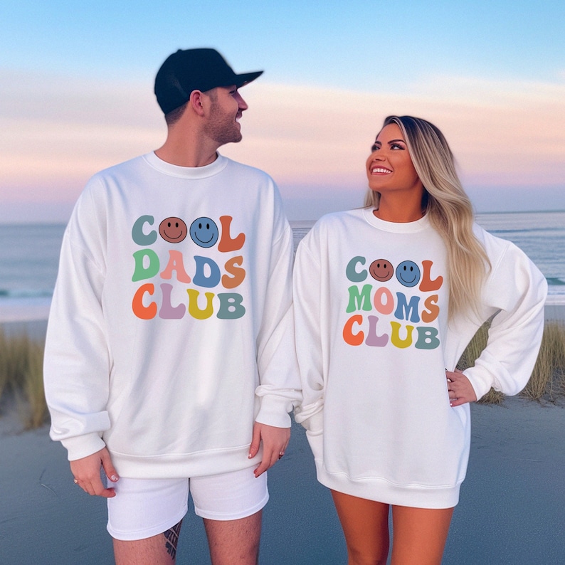 Cool Moms Club Sweatshirt, Mother's Day Gift, Gift for Mom, Super Soft Sweatshirts for Mom, Retro Font Style Gifts for her/him White