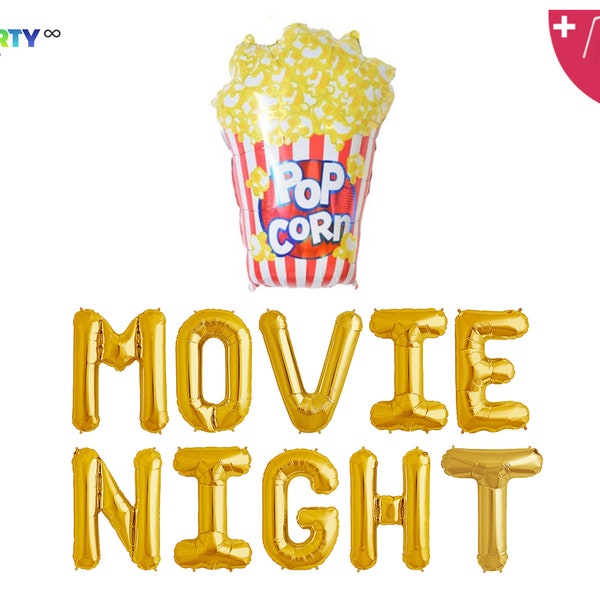 Movie Night Banner | Popcorn Balloon Decorations | Movie Night decorations