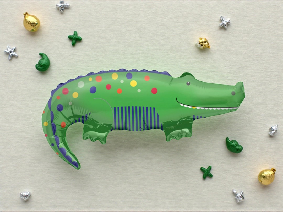 Huge Reusable Crocodile Foil Balloon - Green, Helium Or Air Fill, Perfect For Birthday & Party Decor