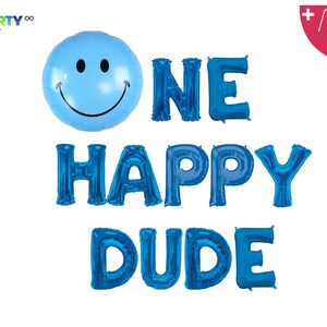 One Happy Dude Birthday Banner First Birthday Balloons | 1st Birthday Bear Balloon | Happy Dude 1st Birthday Party | Smiley Face Party