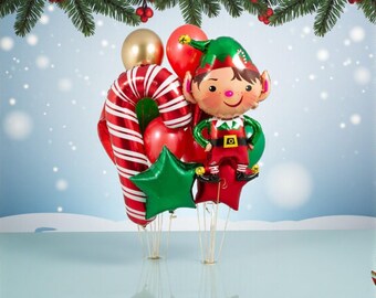 Christmas Elf Balloon Bouquet: Holiday Party Decor