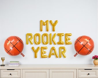 My Rookie Year Balloon Banner: Basketball NBA Theme 1st Birthday Party Decorations