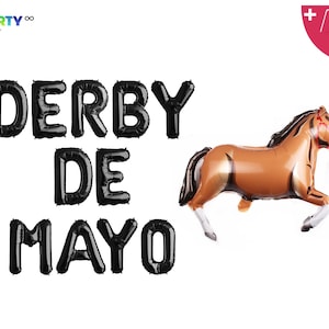 Decoración para fiesta del Derby de Kentucky / Banner con globos DERBY DE MAYO / Tema de carrera de caballos del Derby de Kentucky / Run For The Roses / Globo con forma de caballo