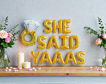 Bannière de ballons She Said Yaaas : décoration de fête de fiançailles de mariage de célibataire et de douche nuptiale