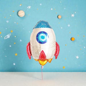 Spaceship Foil Balloon: Outer Space Kids Birthday Space Astro Themed Party Decor