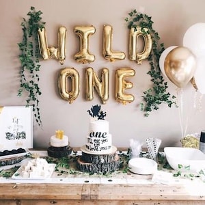 WILD ONE Balloon First Birthday Balloons | 1st Birthday Balloon Decoration Set | 1st Birthday Party Banner | 1st birthday girl decoration