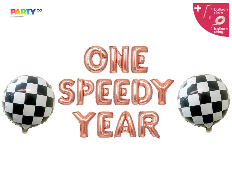 "One Speedy Year" Race Car 1st Birthday Banner - Boy's Car Theme Party Decor - View #7