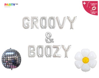 Groovy&Boozy Banner Balloons | Hippie Bachelorette Party | 60s 70s Bachelorette Groovy Boozed | Last Disco Daisy Engagement Bachelorette