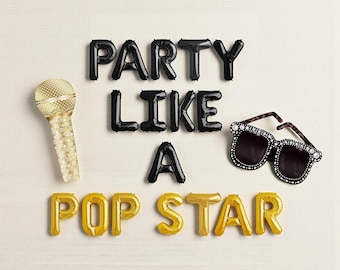 Popstar Party Balloon Banner: Microphone & Sunglasses Decor