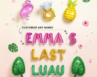 Last Luau Custom Balloon Kit: Tropical Bachelorette Beach Bach Party Decorations Balloon Letters Decor