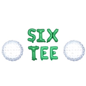 Six Tee Banner with Golf Ball balloon  | Golf ball Themed 60th Birthday Party Decorations | 60th Birthday Golf ball Theme