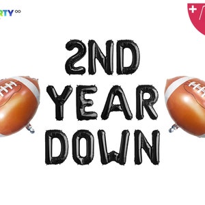 2nd Year Down Banner with football balloon  | Football Themed 2nd Birthday Party Decorations | 2nd Down 2nd Birthday Football Theme