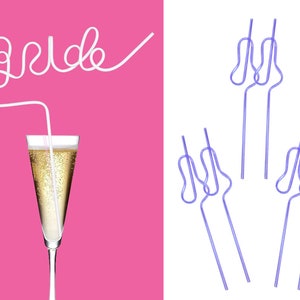 Pastel Purple Swirly Bach Straws &Bride Straw Set | Bachelorette Party Favors | Bachelorette Party Supplies Bach Party Decoration