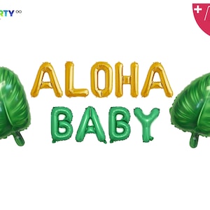 Aloha Baby Balloon Banner | Luau Party Pineapple Tropical Beach Summer Birthday Party Decorations | Hawaiian Bachelorette Decoration