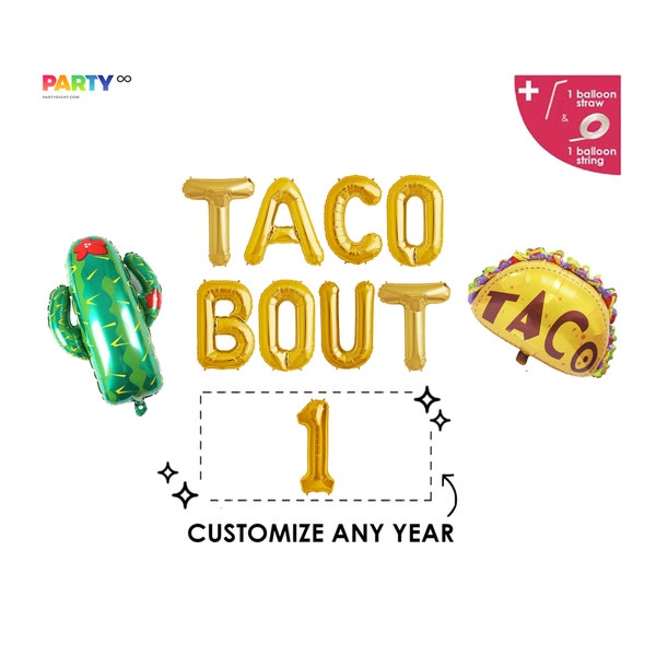 TACO BOUT ONE Balloon Banner | First Fiesta Birthday Party | 1st 2nd 3rd Birthday Cactus Taco Bout Birthday Decorations