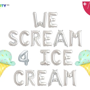 We Scream 4 Ice Cream Banner Balloon | 4th Birthday Donut Birthday Decor | Ice cream Fourth Birthday | 4th Sweet Birthday