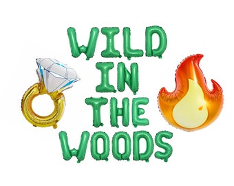 Wild in the Woods Bachelorette Balloon Banner | Cabin Camping Bachelorette Party Decorations Balloon Banner | Flame Balloon