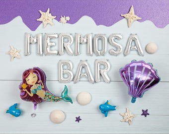 Mermosa Bar Balloon Banner: Mermaid Baby Shower Decor