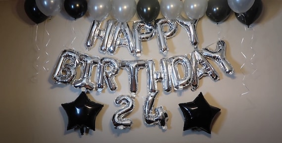 Black silver birthday decor, Black silver party Decor, Decoration