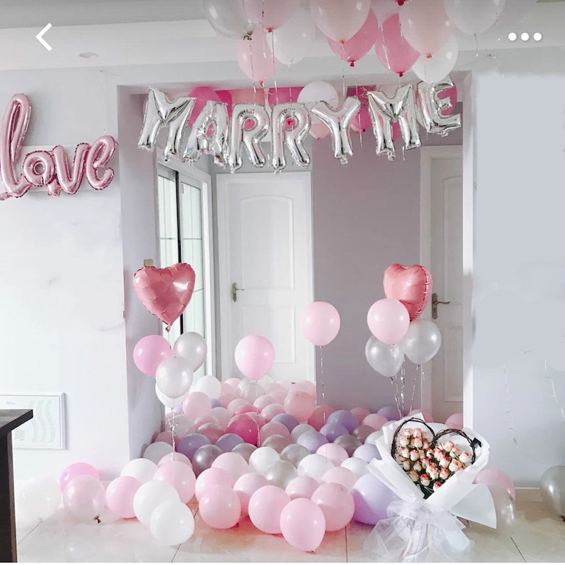 Marriage Proposal Decorations Balloons Silver Marry Me | Etsy