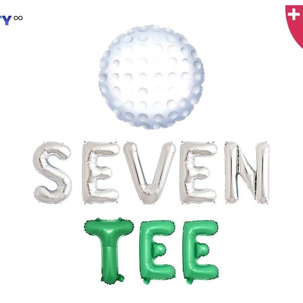 Seven Tee Banner with Golf Ball balloon  | Golf ball Themed 70th Birthday Party Decorations | 70th Birthday Golf ball Theme