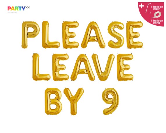 Please Leave By 9 Balloon Banner | Funny Party Banner | Ugly Sweater ...