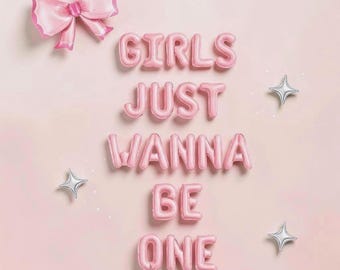 Banner de globos "Girls Just Wanna Be One": decoraciones para fiesta de primer cumpleaños con lazo rosa de Coquette