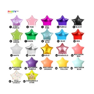 18 inch Star Balloons DIY Balloon Bouquets/Arch/Garland Order by Color Chart image 1