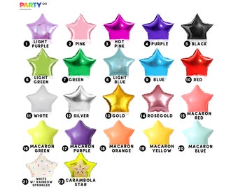 18 inch Star Balloons | DIY Balloon Bouquets/Arch/Garland | Order by Color Chart