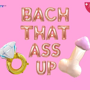 Bachelorette Party decorations favors | Bach That Ass Up Balloon Banner | Boujee Bachelorette Decor | Ring Balloon